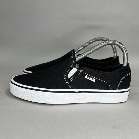 Vans Shoes Women's‎ Size 7 Black Canvas Low Slip On Skate Sneakers - Picture 4 of 11